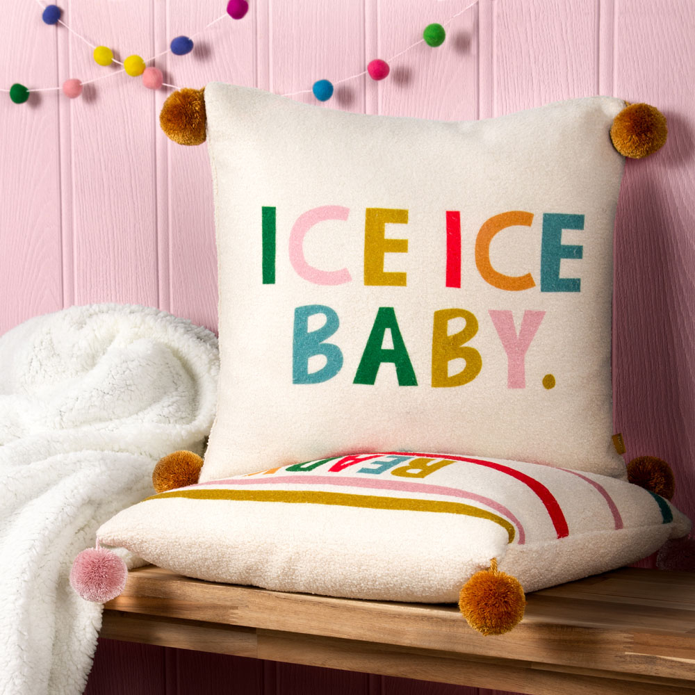 furn. Multicolour Ice Baby Pom Pom Boucle Cushion Image 2