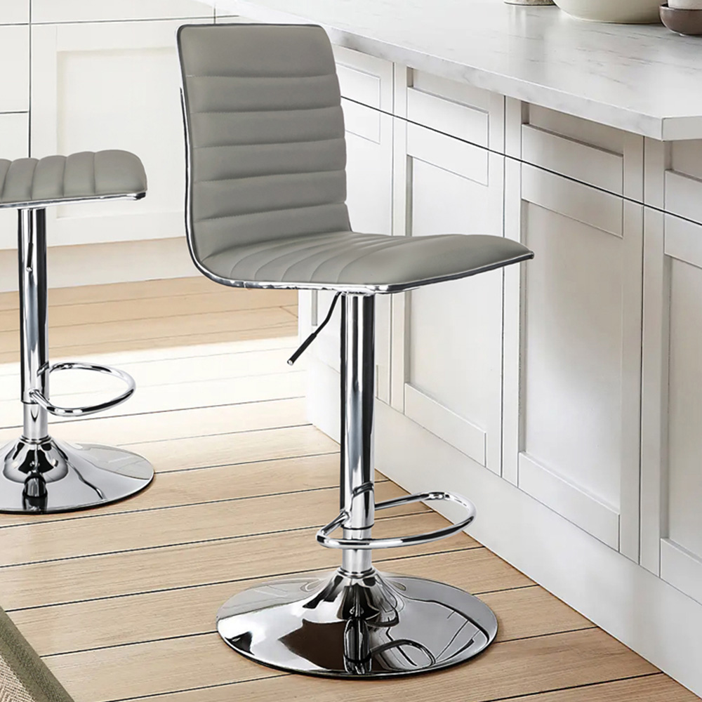 Dorel Colby Grey High Back PU Barstool Image 1