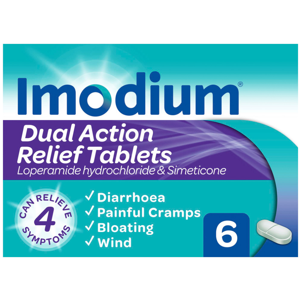 Imodium Dual Action Relief 6 Tablets Image 2