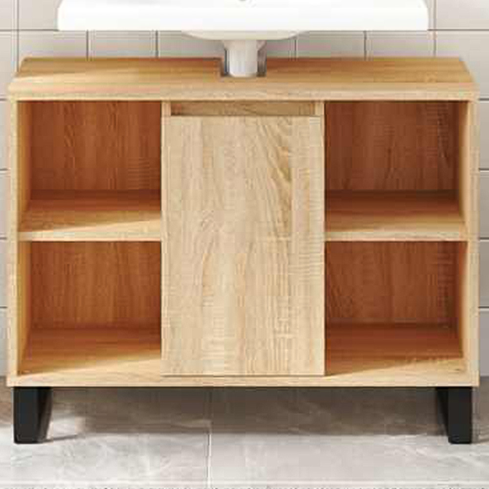 vidaXL Single Door 4 Shelf Sonoma Oak Bathroom Cabinet Image 1