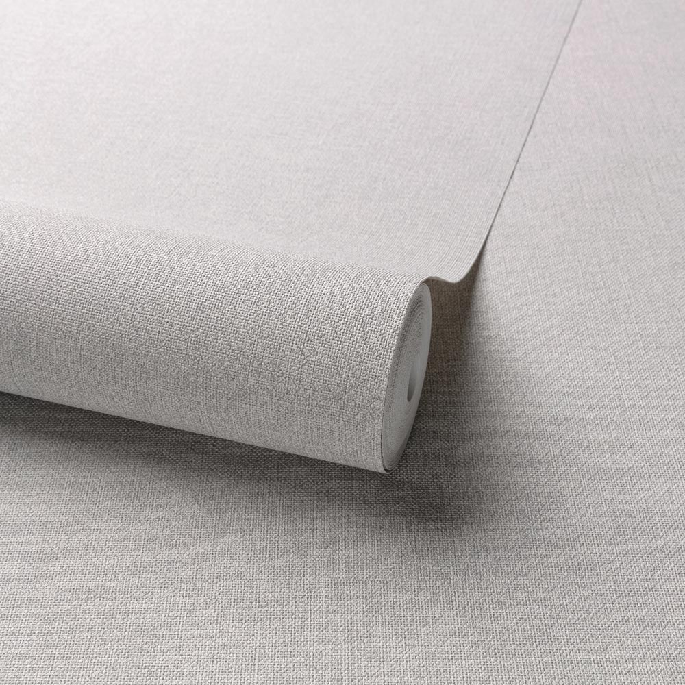 Grandeco Panama Linen Fabric Grey Plain Wallpaper Image 2