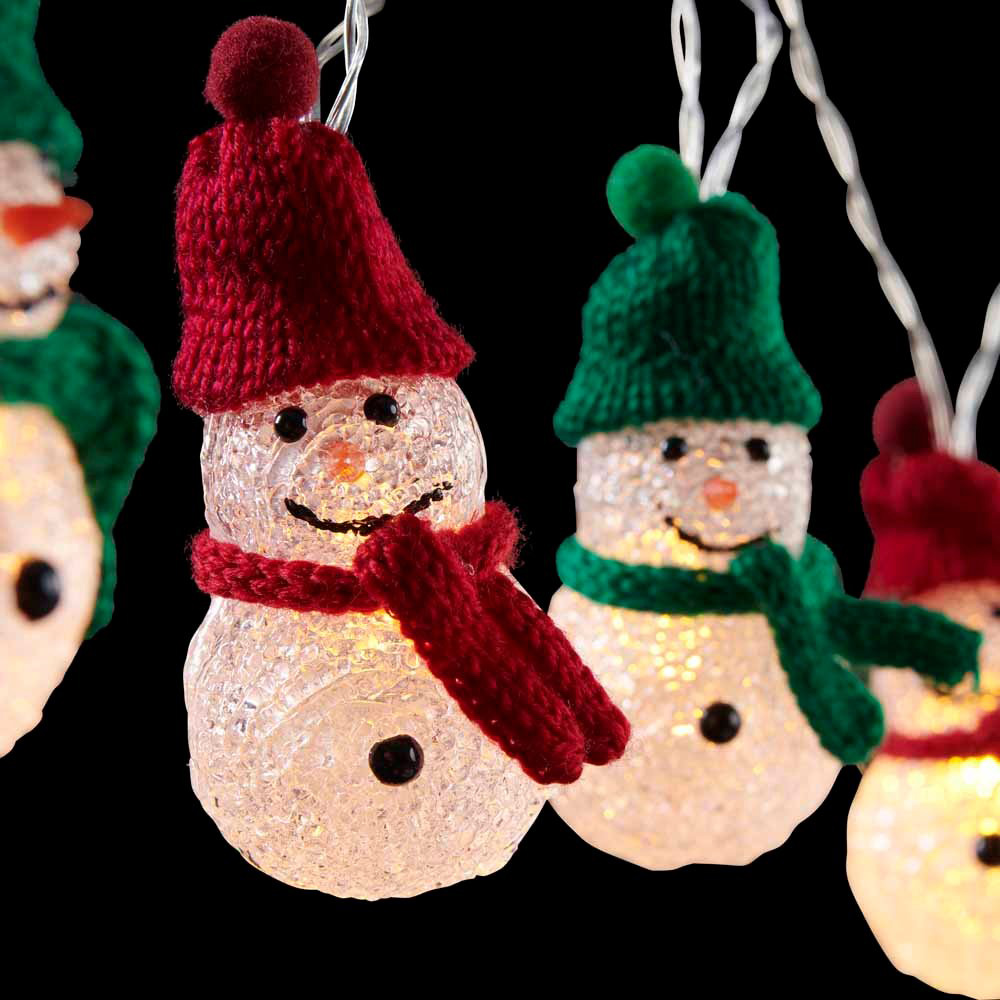 Wilko Battery-Operated Acrylic Snowman String Lights Image 3