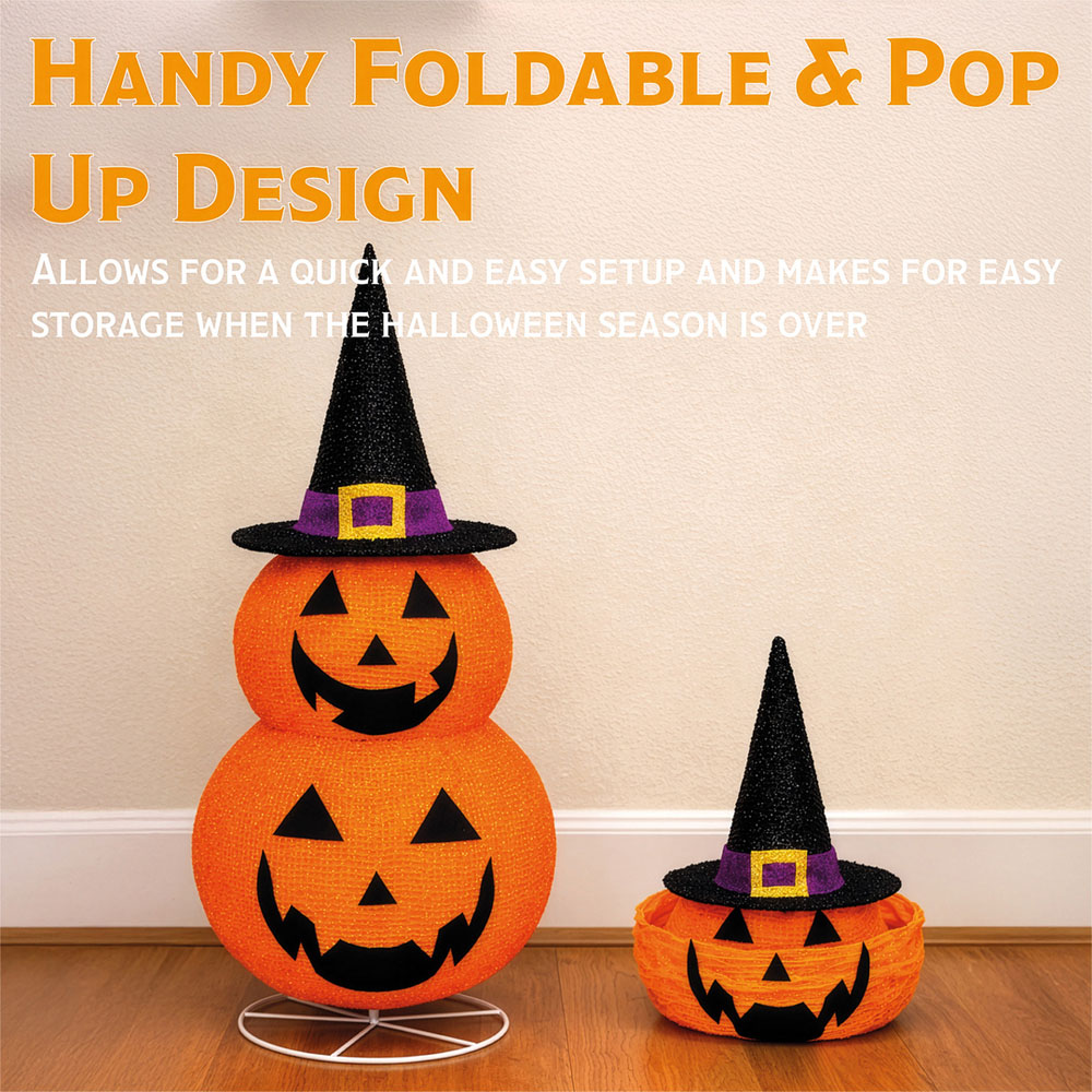 FXLab 45 Warm White LED Foldable Pumpkin Halloween Decoration 80cm Image 6