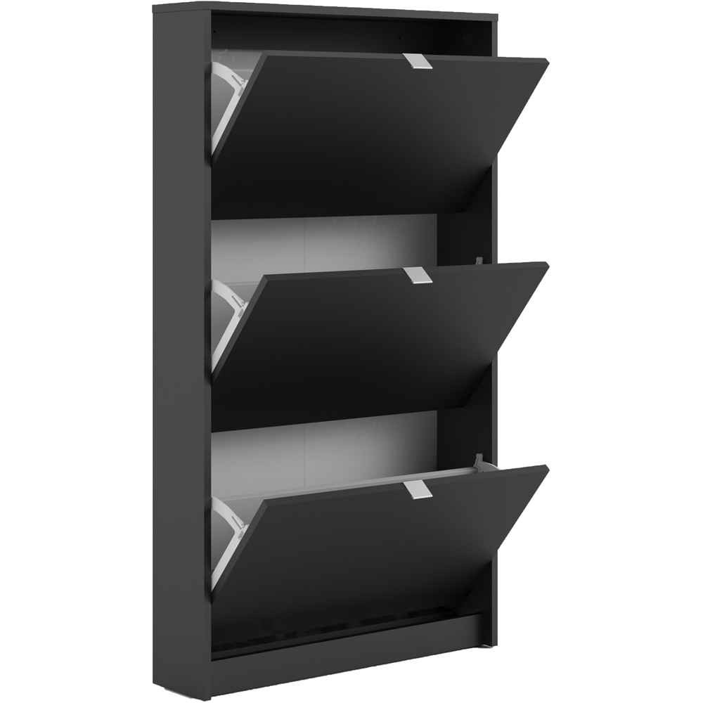 Florence Shoes 3 Flip Door Single Layer Matt Black Shoe Storage Cabinet Image 5