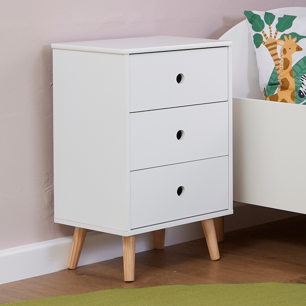 Liberty House Toys 3 Drawer White and Wood Kids Storage Cabinet Image 1