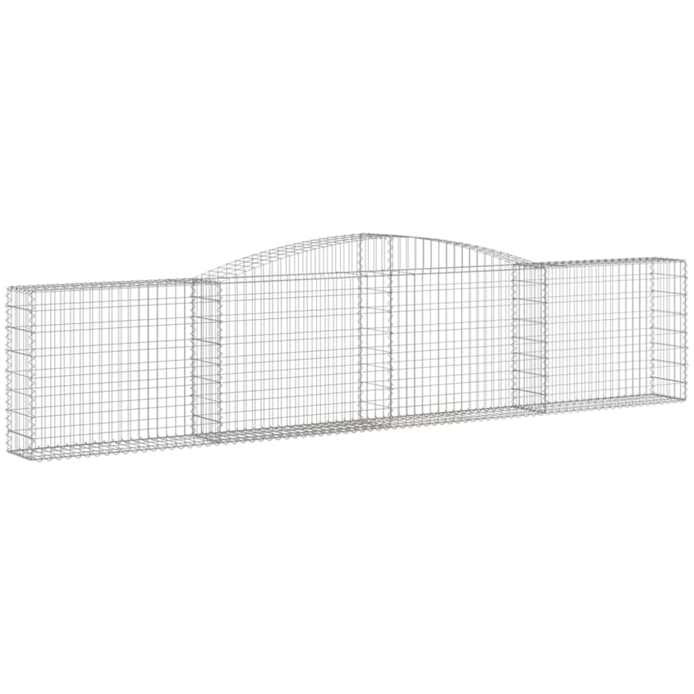 vidaXL Silver Galvanised Iron Arched Gabion Basket 400 x 30 x 80/100cm 2 Pack Image 1