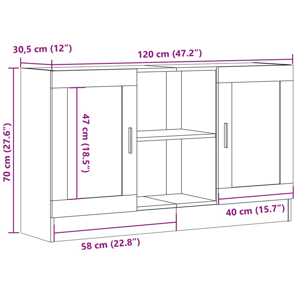 vidaXL 2 Door 2 Open Shelf Old Wood Sideboard Image 9