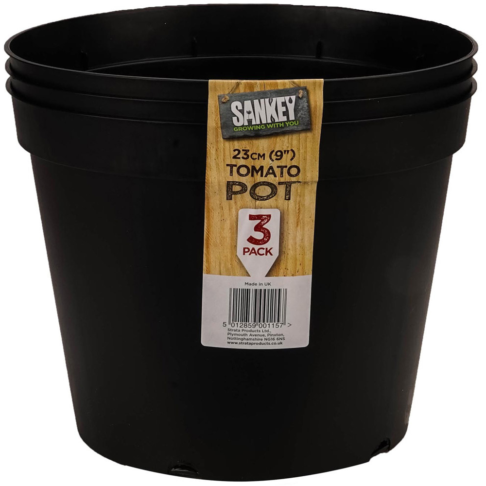 Black Plastic Tomato Pots 23cm 3 Pack Image 1