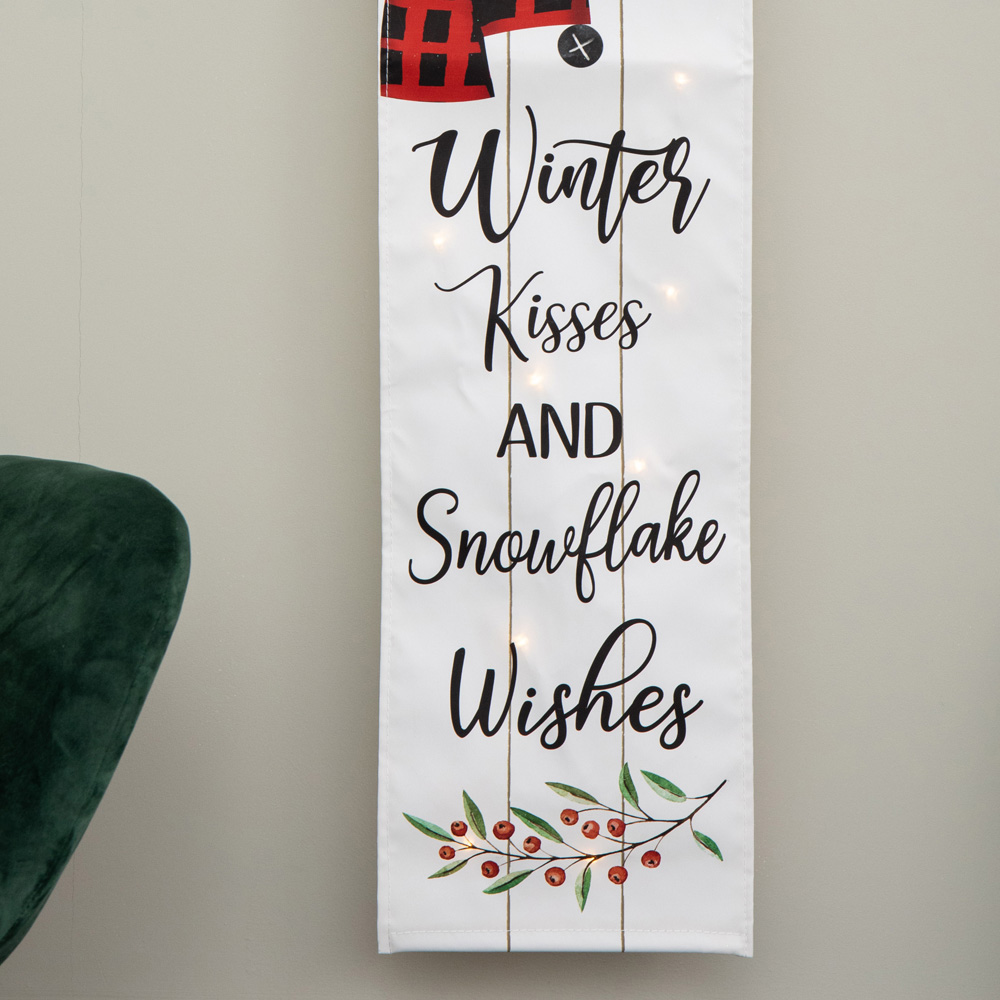Samuel Alexander Warm White LED Fabric Light Up Hanging Christmas Snowman Banner 120cm Image 5