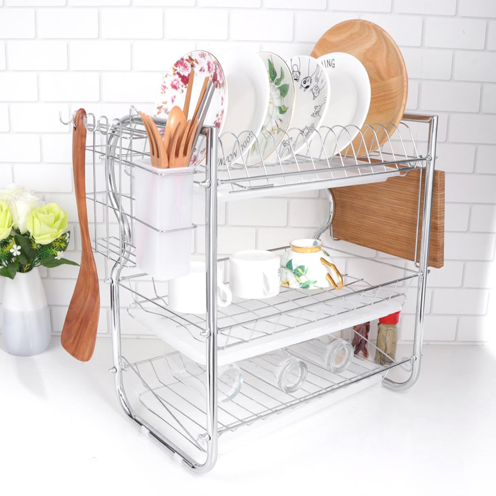 Living and Home 3 Tier White Dish Rack Image 7