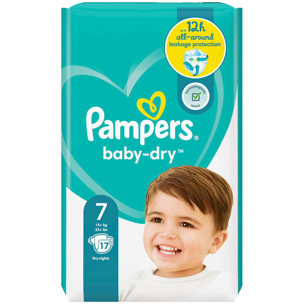 Pampers Baby Dry Nappies Size 7 x 17 Pack Image 2
