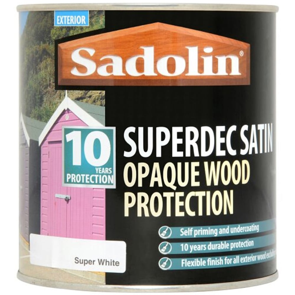 Sadolin Superdec 10 Year White Satin Finish Exterior Woodstain 1L Image 2