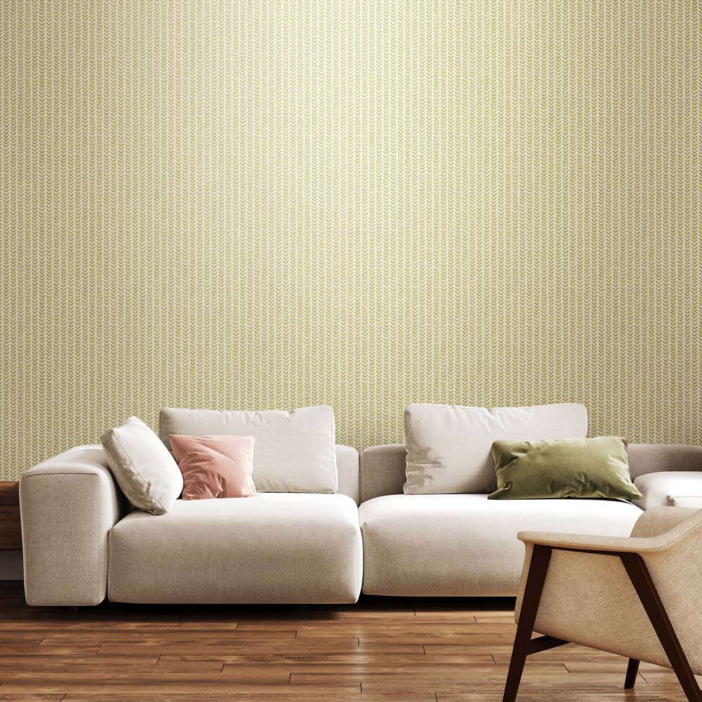 Hoopla Walls Elegance Ditsy Leaf Stripe Apple Wallpaper Image 2