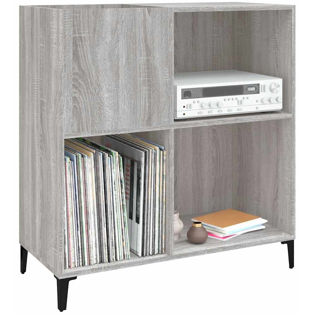 vidaXL 3 Shelf Grey Sonoma Record Cabinet Image 3