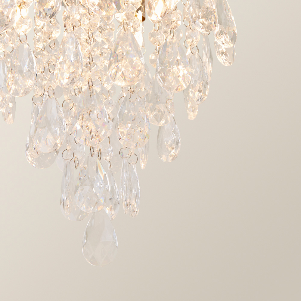 ValueLights Lara Chrome Flush Chandelier Style Acrylic Droplet LED Ceiling Light Image 3
