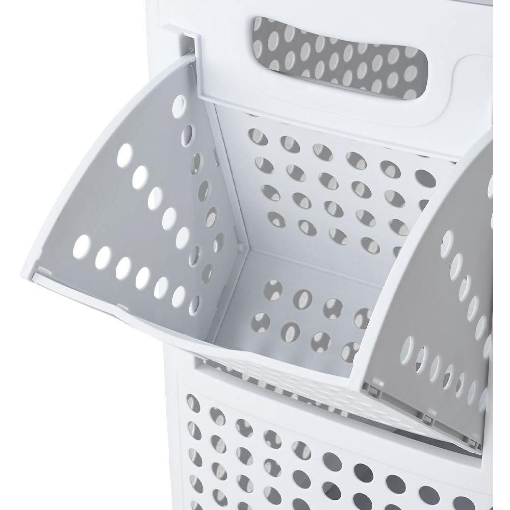 Living and Home White and Grey Laundry Basket with Wheels and Lid Image 6