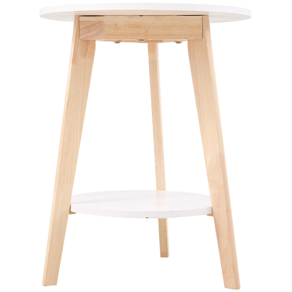 Living and Home 2-Tier White Round Wooden Coffee Side Table Image 3
