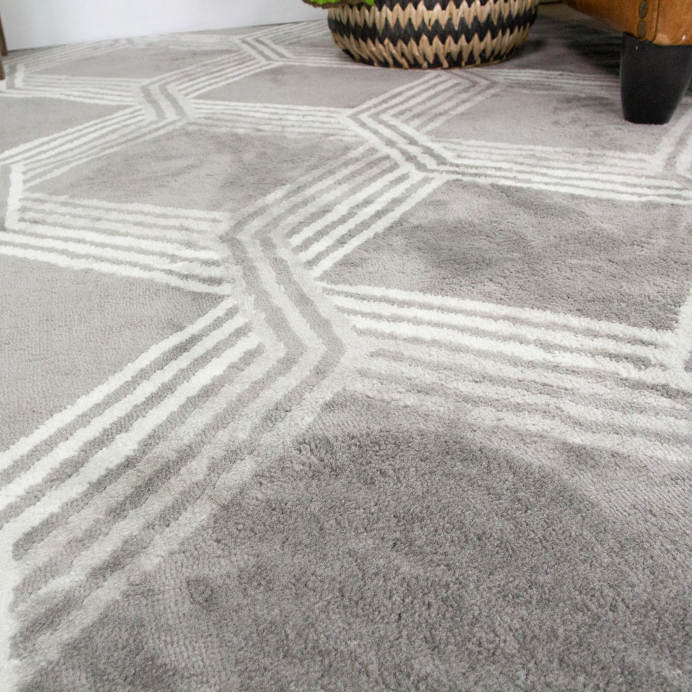 Kukoon Grey Modern Geometric Rug 240 x 60cm Image 3