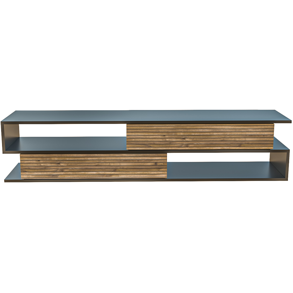 Decorotika Cortez 2 Door 2 Shelf Black Alina TV Unit Image 3