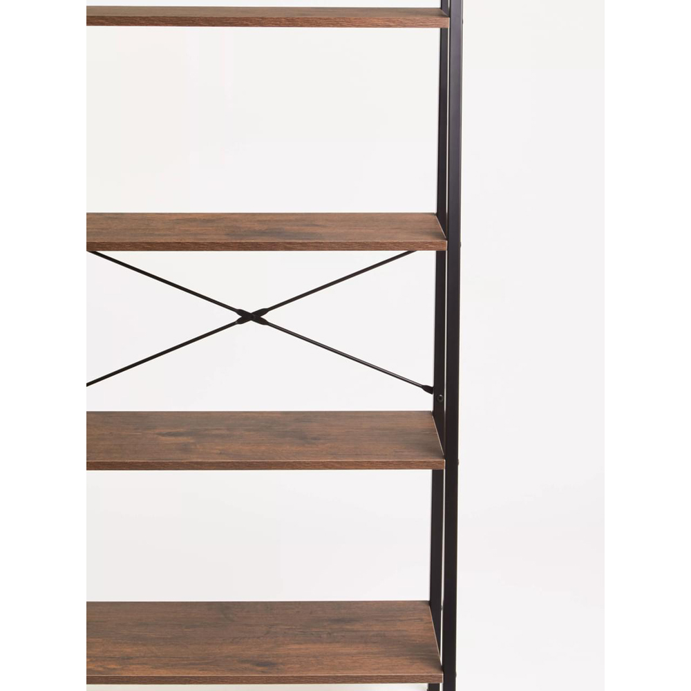 Premier Housewares Bradbury 5 Shelf Dark Oak Veneer Ladder Bookshelf Image 7