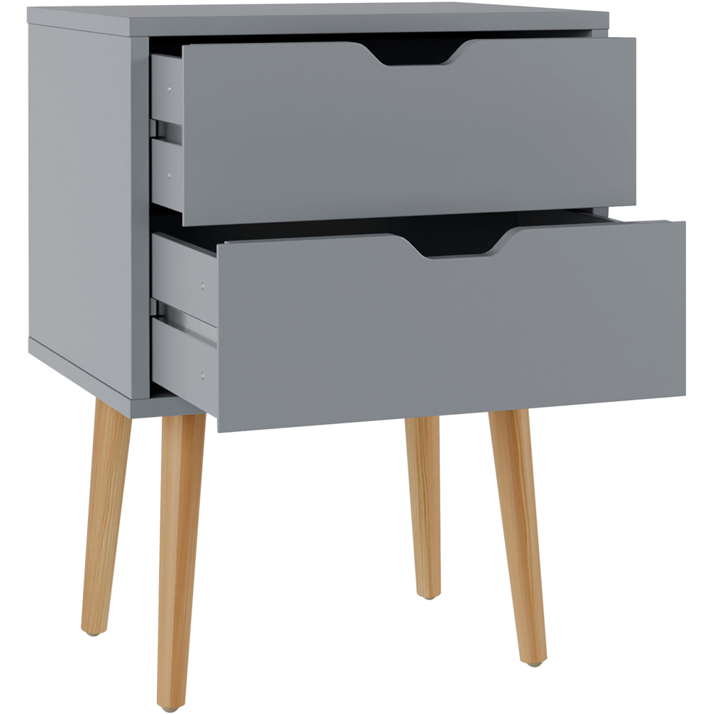 GFW Nyborg 2 Drawer Dark Grey Bedside Table Image 4