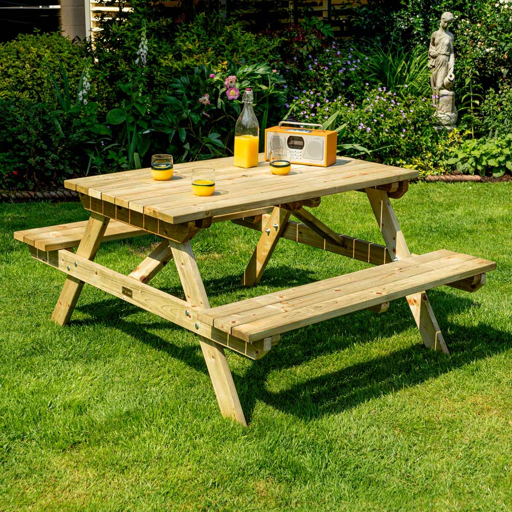 Rowlinson Picnic Table and Bench 4ft Image 1