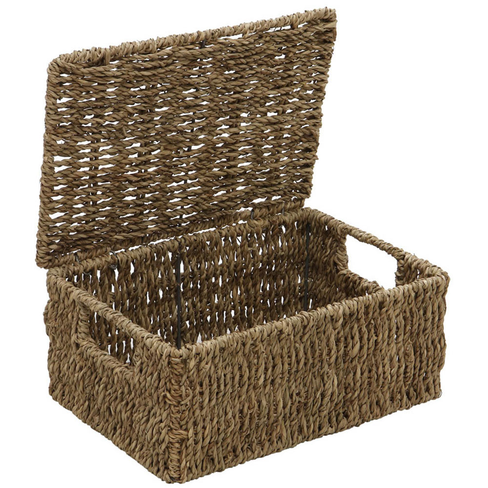 JVL Seagrass Rectangular Storage Baskets with Lids Set of 4 Image 5