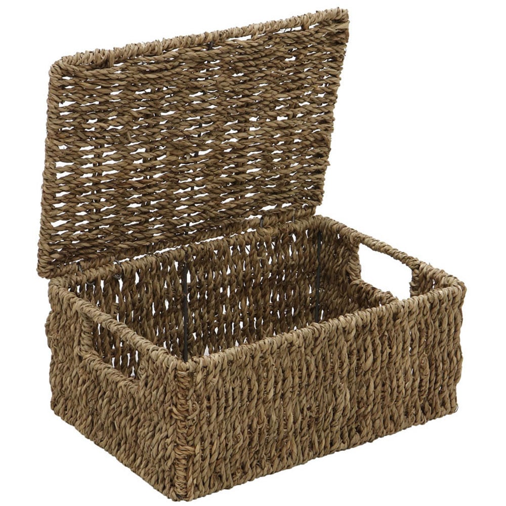 JVL Seagrass Rectangular Storage Baskets with Lids 4 Pack Image 5