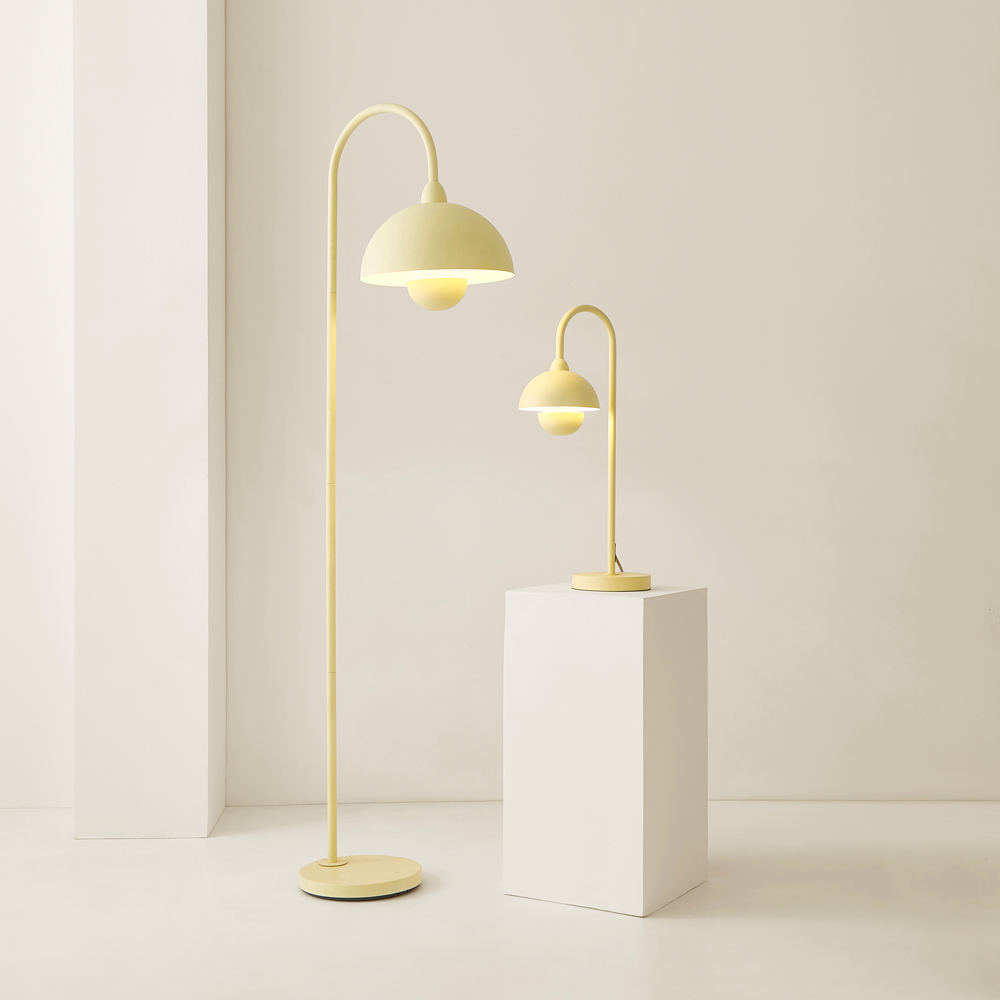 ValueLights Tilly Pastel Lemon Arched Dome Shade Metal LED Table Lamp Image 7