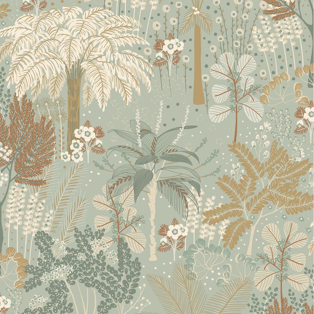Grandeco Louan Floral Foliage Sage Wallpaper Image 1