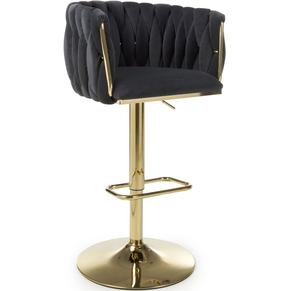 Shankar Bellaire Black Brushed Velvet Bar Stool Image 2