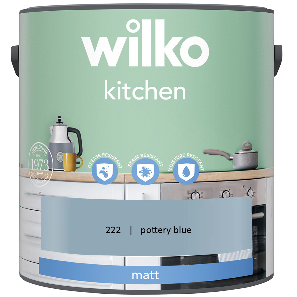 Wilko Kitchen Pottery Blue Matt Emulsion Paint 2.5L Image 2