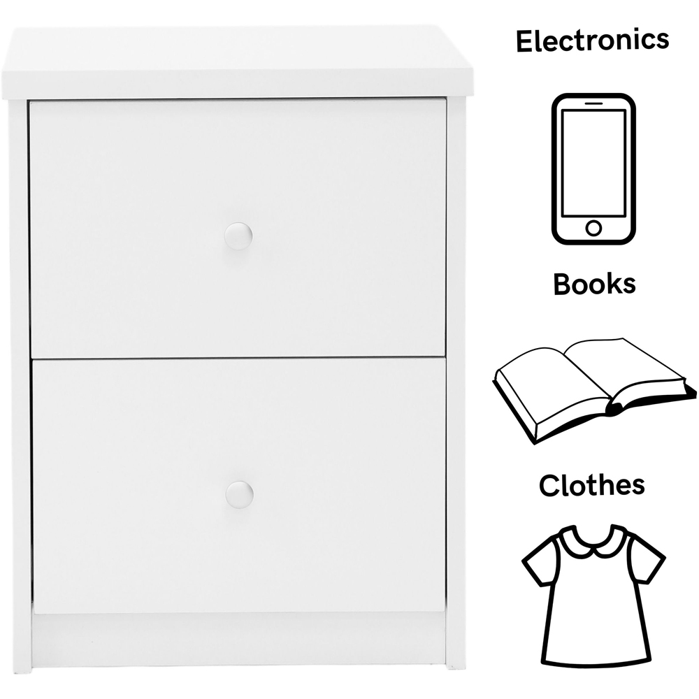 Core Products Erin 2 Drawer White Finish Bedside Cabinet  Image 8