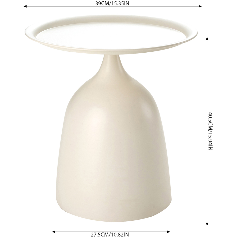 Living and Home Cream White Round Fluid Curved Base Side Table Image 9
