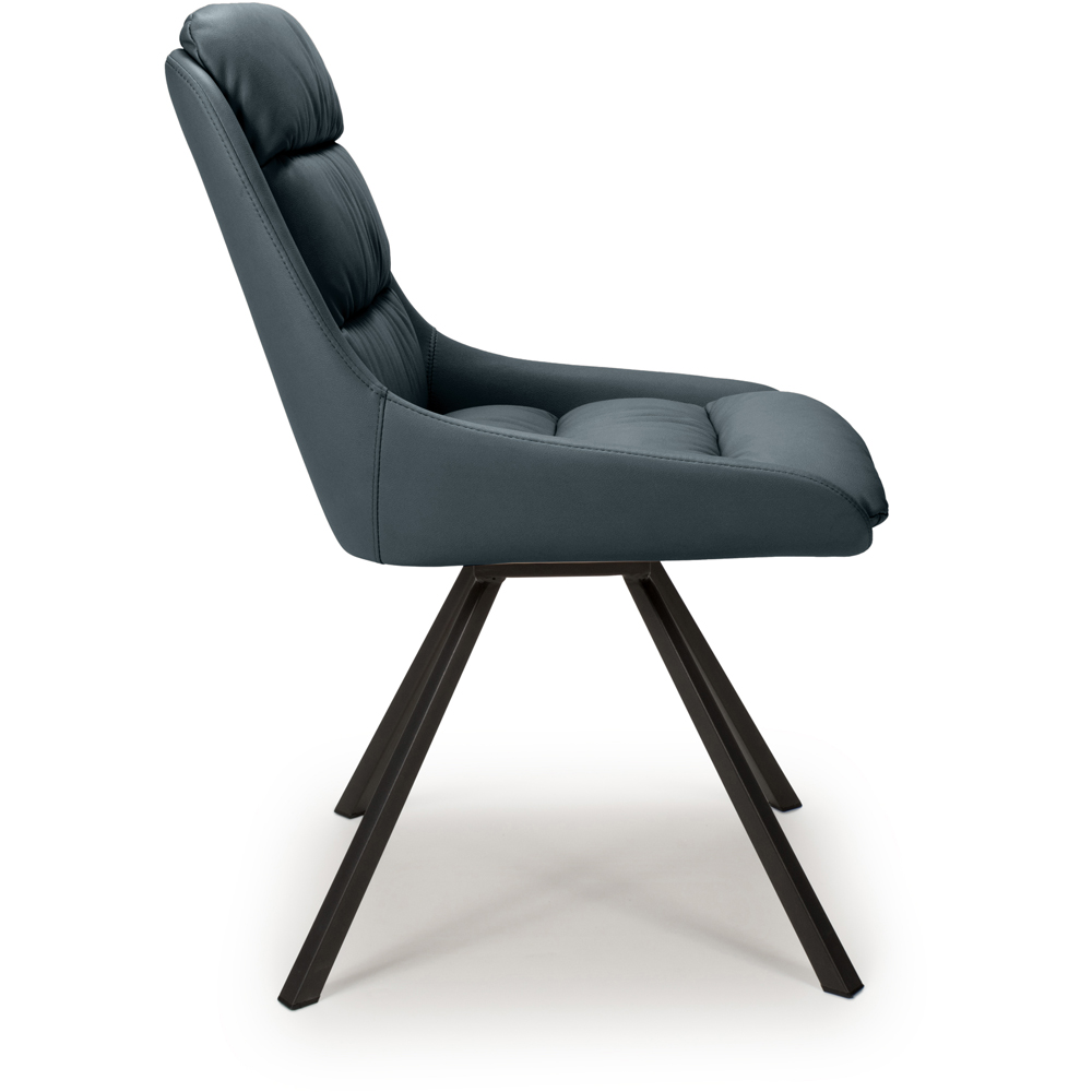Arnhem Set of 2 Midnight Blue Swivel Leather Effect Dining Chair Image 5
