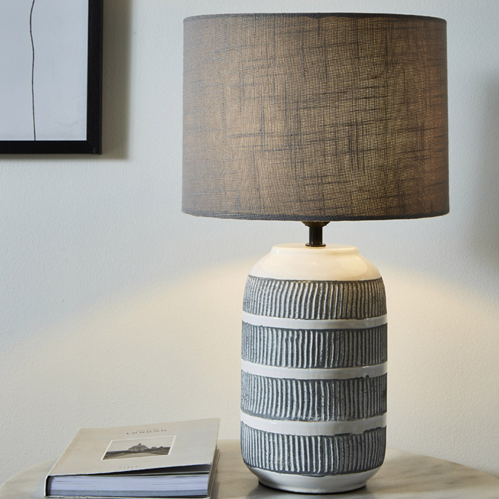 The Lighting and Interiors Millie Etched Ceramic Table Lamp Image 3