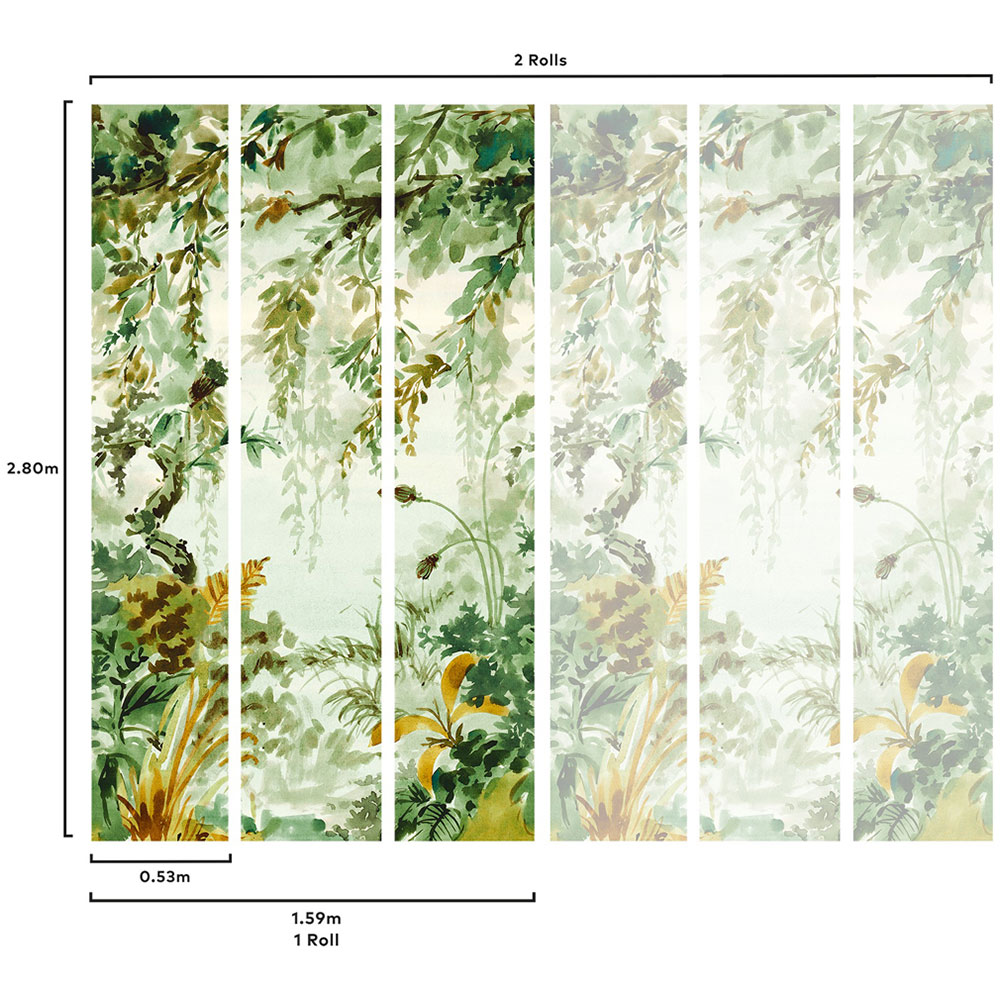 Grandeco Naive Jungle Green 3 Lane Wall Mural Image 4