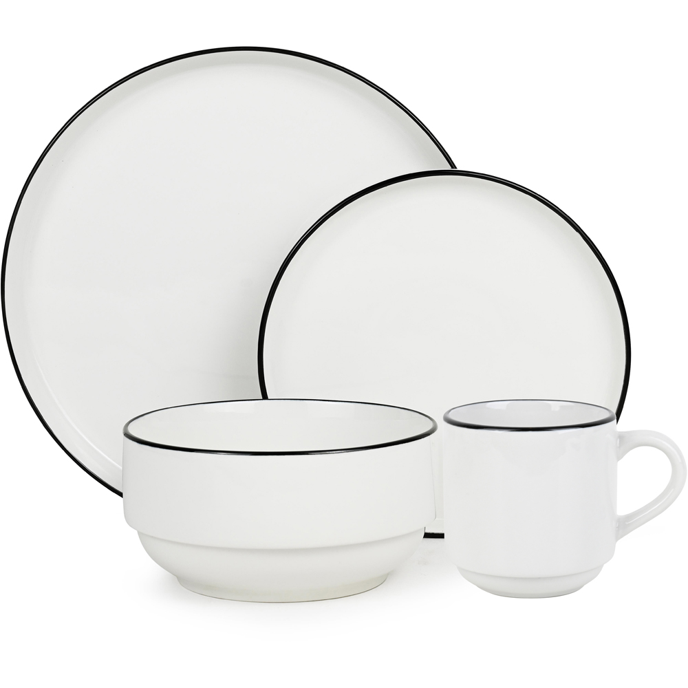 Waterside White Stackable 16 Piece Dinner Set Image 2