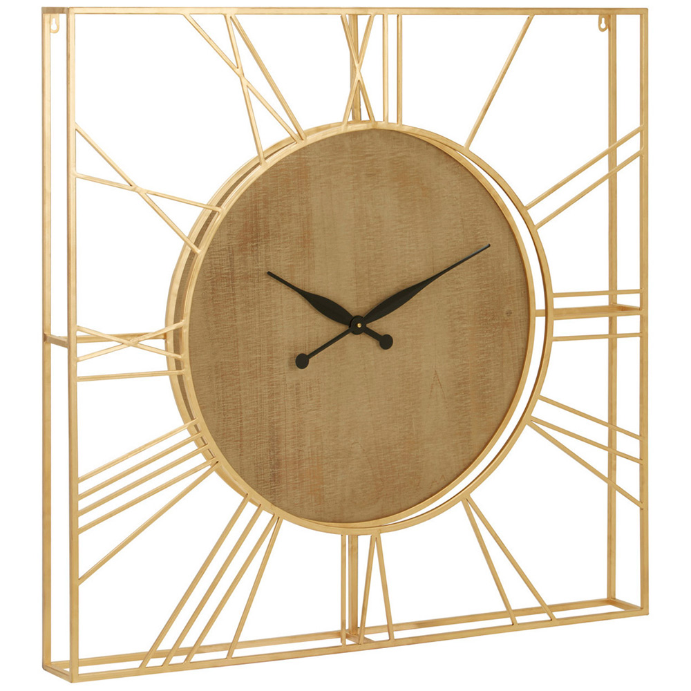 Premier Housewares Yaxi Gold Square Wall Clock Image 3
