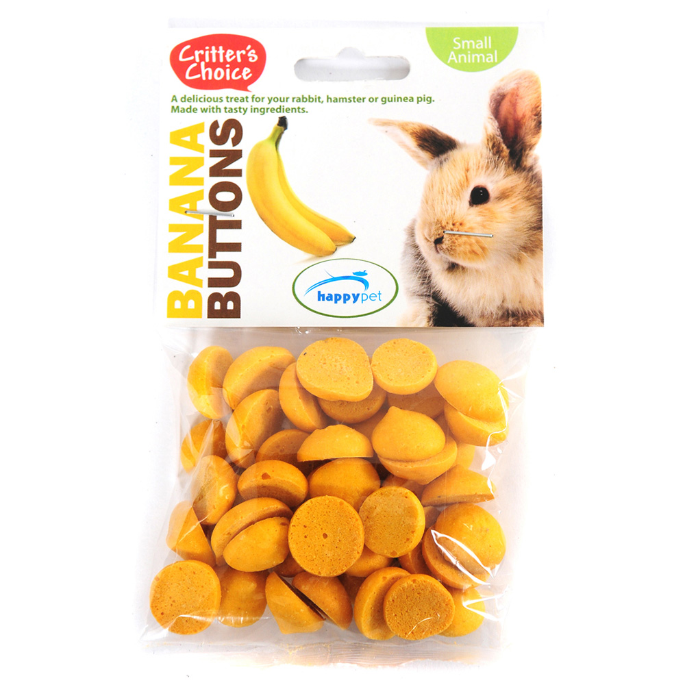 Happy Pet Critter's Choice Banana Buttons Small Animal Treat 40g Image 1