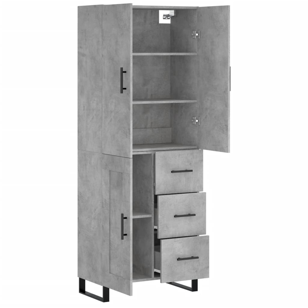 vidaXL 3 Door 3 Drawer Concrete Grey Highboard Image 4