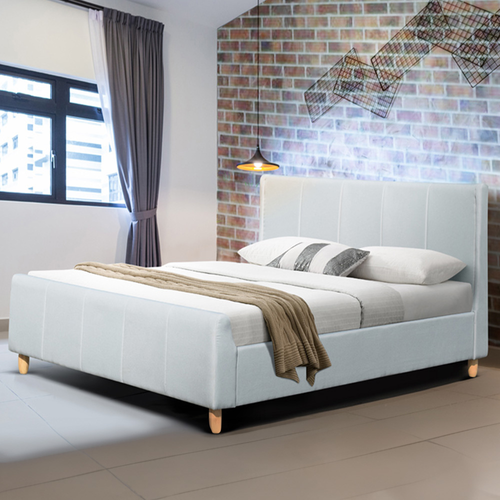 Brooklyn Double Blue Linen Bed Frame Image 1