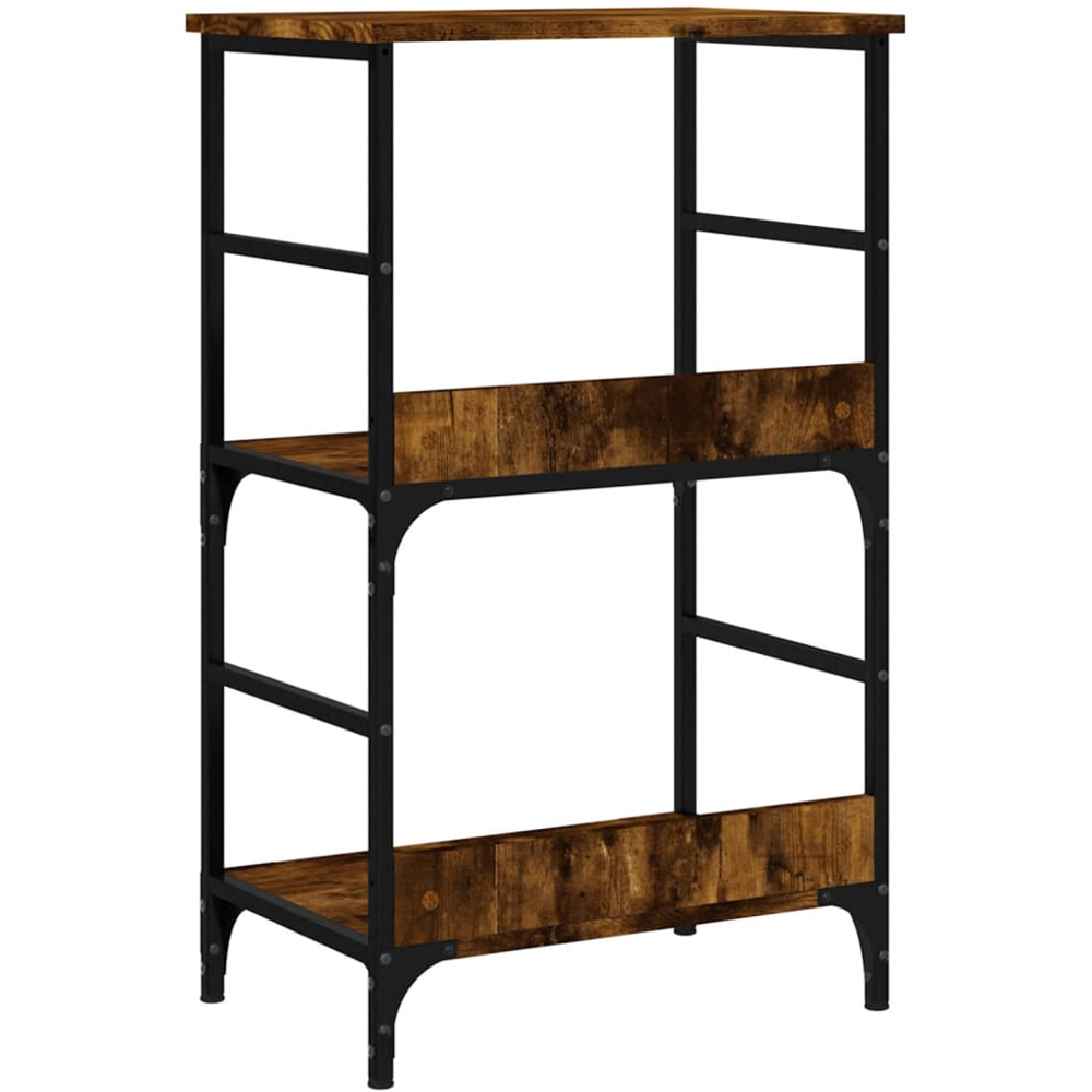 vidaXL 2 Shelf Smoked Oak Wooden Industrial-Style Bookcase Image 6