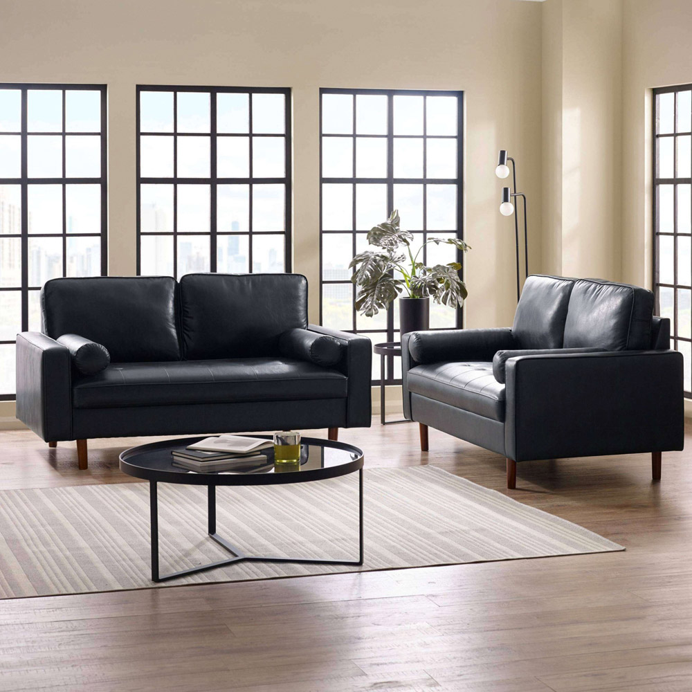 Julian Bowen Henley 3 Seater Black Faux Leather Sofa Image 8