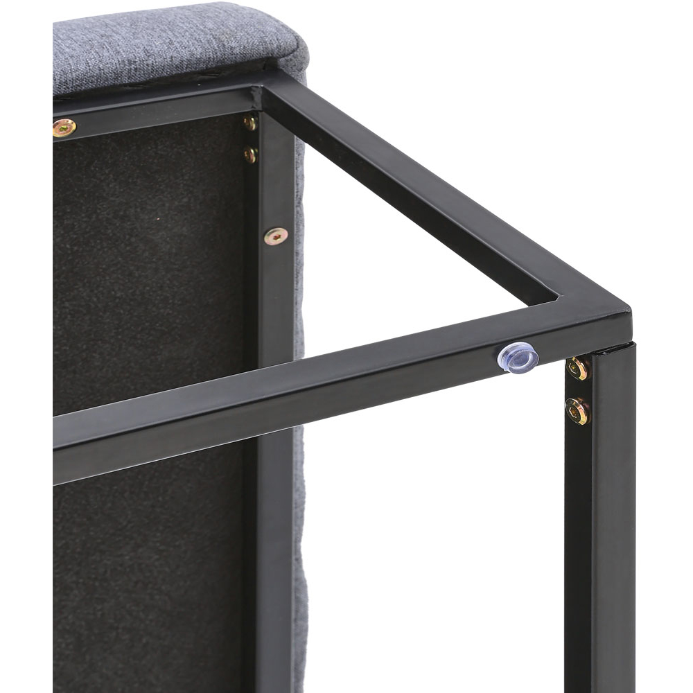 Living and Home Grey Linen Footstool Image 6