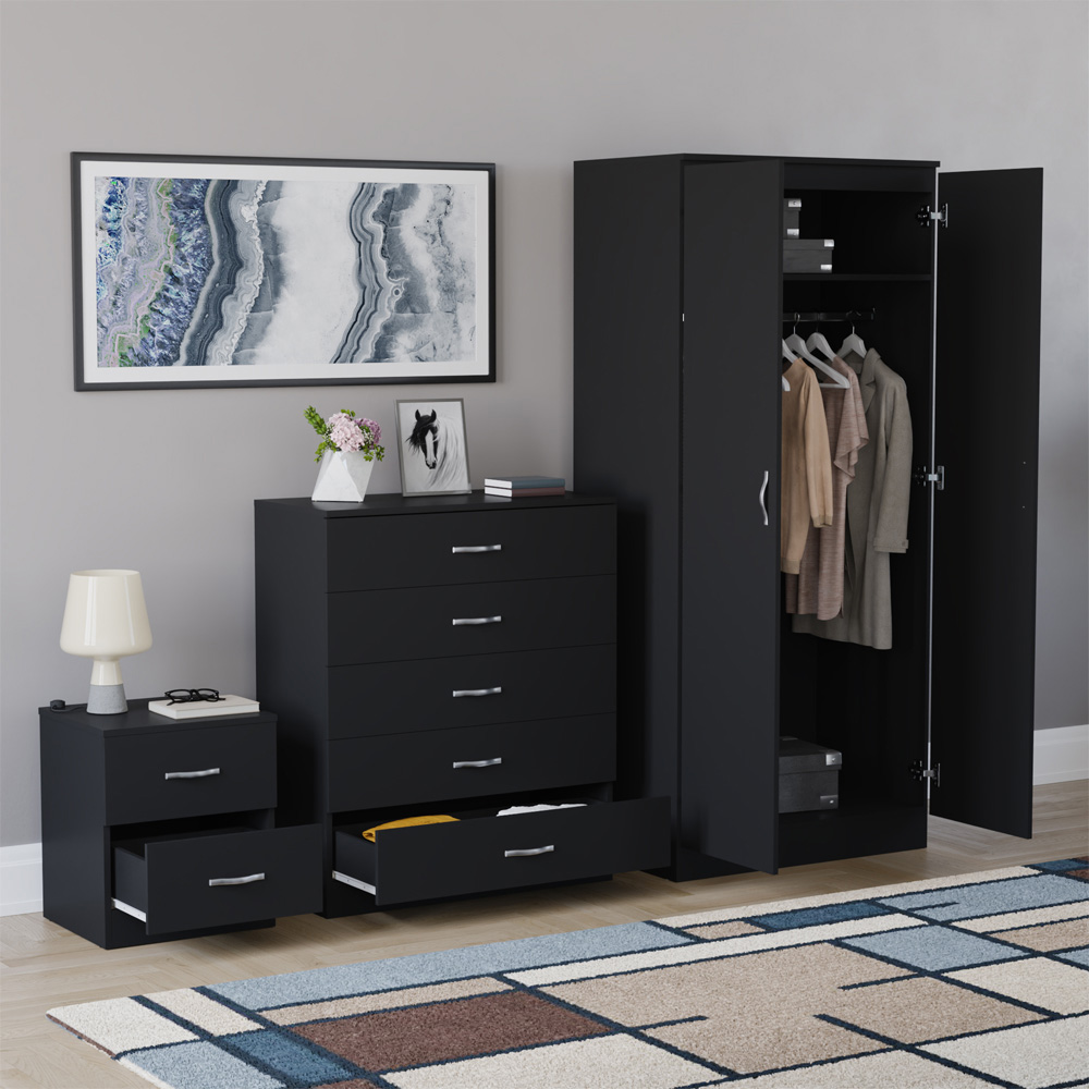 VIDA DESIGNS Riano Black 3 Piece Bedroom Furniture Set Image 5