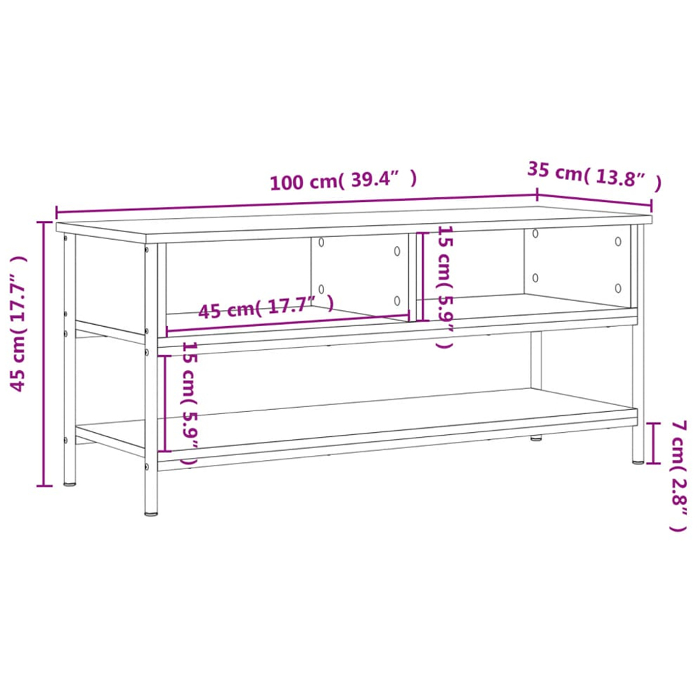 vidaXL 3 Shelf Grey Sonoma TV Cabinet Image 9