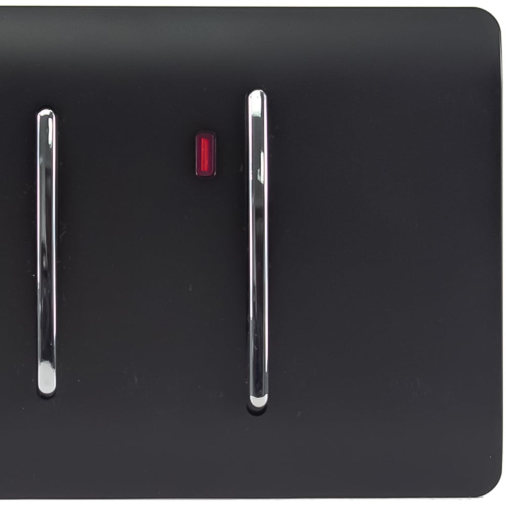 Trendi Switch 45amp and 13amp Matt Black Cooker Switch and Plug Socket with Neon Image 3