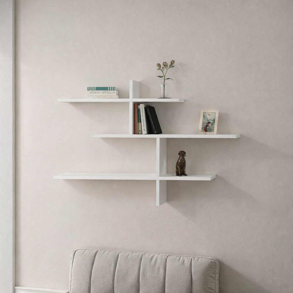 Decortie Leo White Modern Floating Shelf Image 3