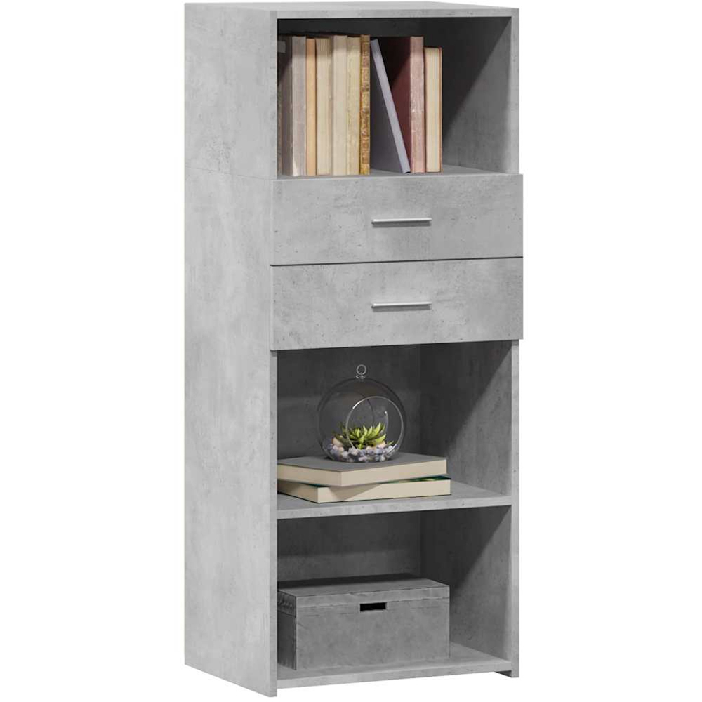 vidaXL 2 Drawer 3 Shelf Concrete Grey Highboard Image 3
